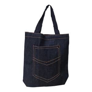 Denim Blue Jean Pouch With Pocket & Handles